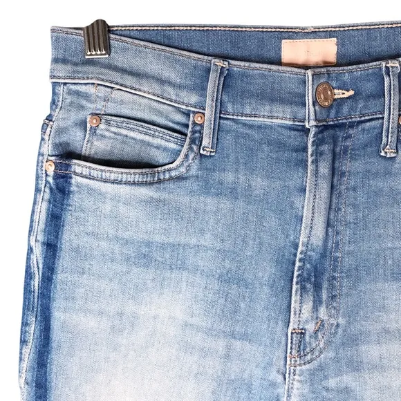 Size 27 Mother Denim Stunner Zip Ankle Fray Light Kitty Racer Jeans Pants