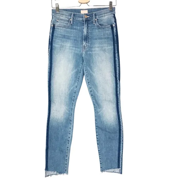 Size 27 Mother Denim Stunner Zip Ankle Fray Light Kitty Racer Jeans Pants
