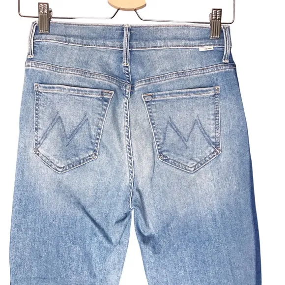 Size 27 Mother Denim Stunner Zip Ankle Fray Light Kitty Racer Jeans Pants