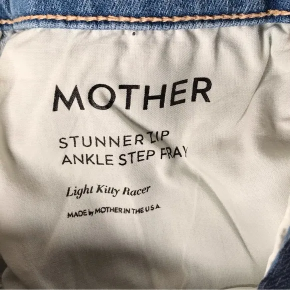 Size 27 Mother Denim Stunner Zip Ankle Fray Light Kitty Racer Jeans Pants