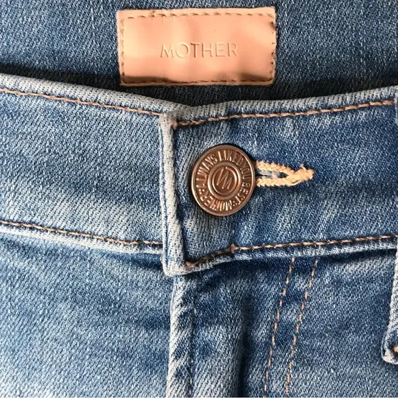 Size 27 Mother Denim Stunner Zip Ankle Fray Light Kitty Racer Jeans Pants