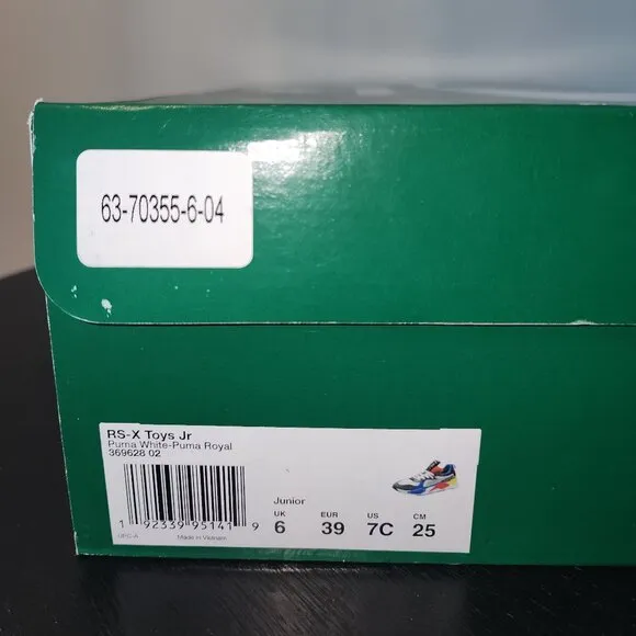 Size 7 Y (GS) Puma RS-X Running Shoes Toys White Red Yellow Blue