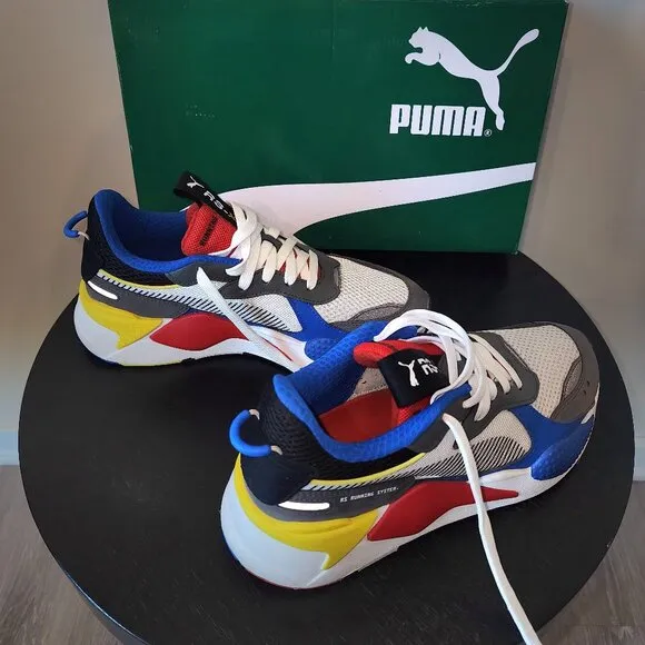 Size 7 Y (GS) Puma RS-X Running Shoes Toys White Red Yellow Blue