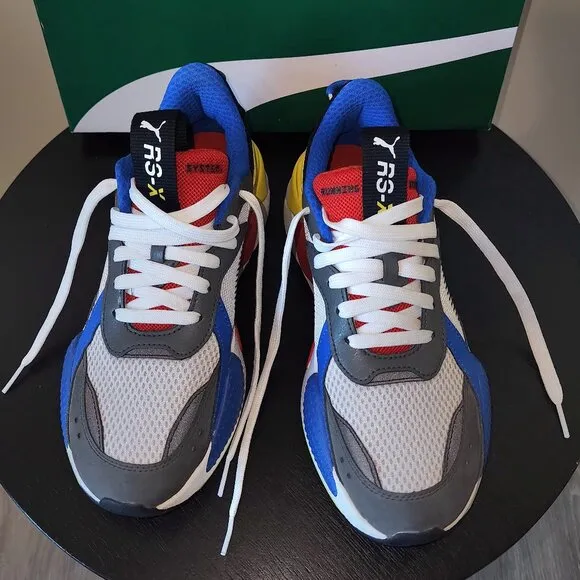 Size 7 Y (GS) Puma RS-X Running Shoes Toys White Red Yellow Blue