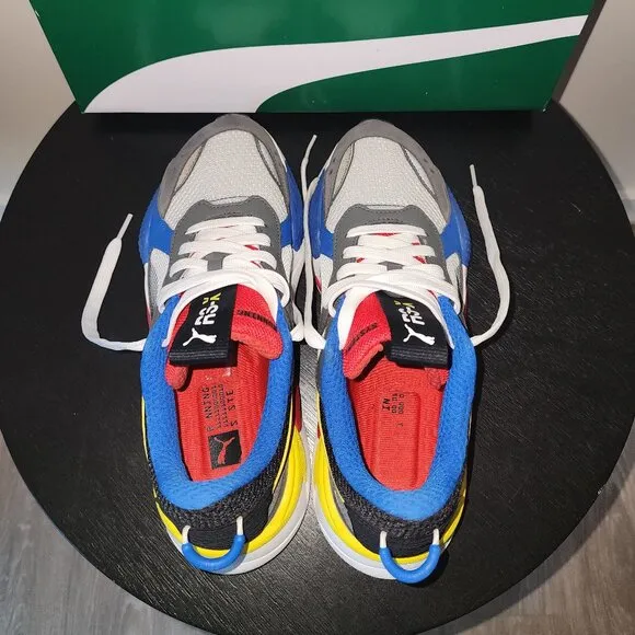 Size 7 Y (GS) Puma RS-X Running Shoes Toys White Red Yellow Blue