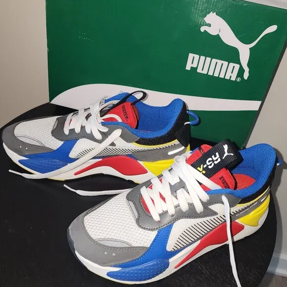 Size 7 Y (GS) Puma RS-X Running Shoes Toys White Red Yellow Blue