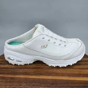 Skechers D Lites Shoes Women's 10 Wide White Slip On Mules Walking Sneakers