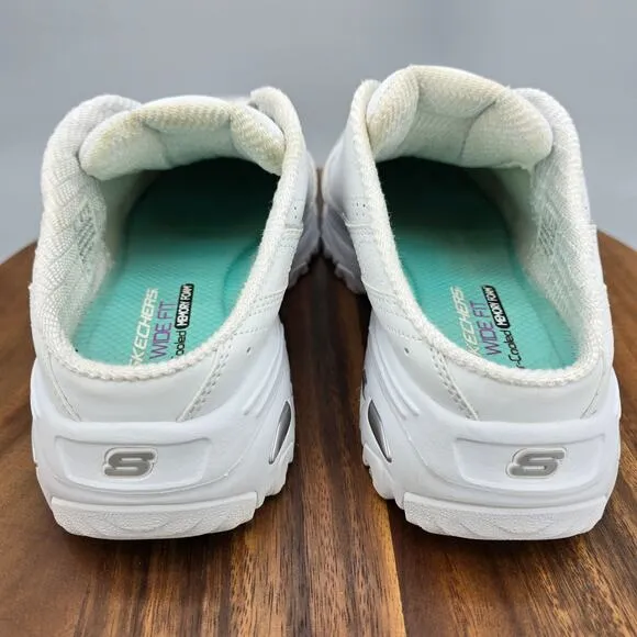 Skechers D Lites Shoes Women's 10 Wide White Slip On Mules Walking Sneakers