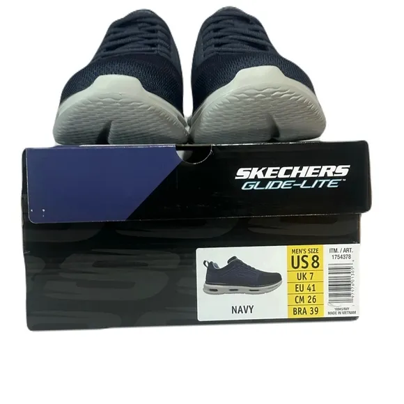 Skechers Glide-Lite Men's Classic Shoes Fit With Memory Foam (Navy, Size 8)