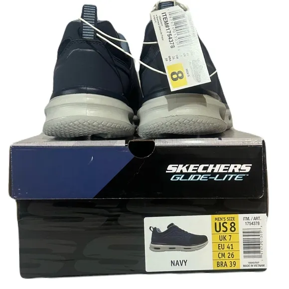 Skechers Glide-Lite Men's Classic Shoes Fit With Memory Foam (Navy, Size 8)