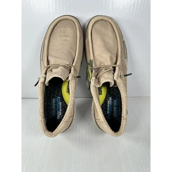 SKECHERS Men's 210608 Morelo Ketch Canvas Slip-On Loafers Taupe Mens Size 10
