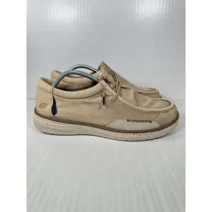 SKECHERS Men's 210608 Morelo Ketch Canvas Slip-On Loafers Taupe Mens Size 10
