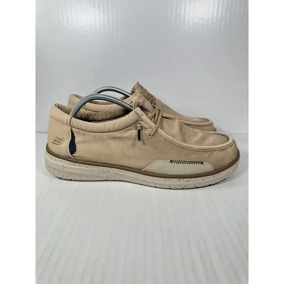 SKECHERS Men's 210608 Morelo Ketch Canvas Slip-On Loafers Taupe Mens Size 10