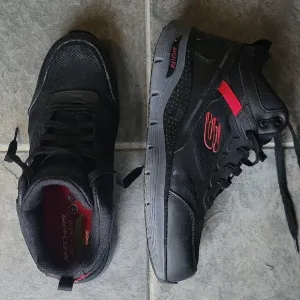 Skechers Men's Black and Red Composite Toe Slip Resistant Work Shoes
