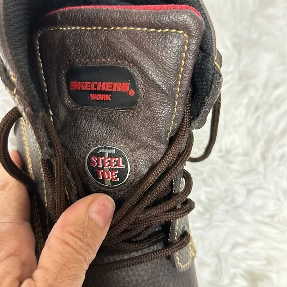 Skechers Men's Burgin Tarlac Steel Toe Work Boot Style 77143 BRN Excellent Cond