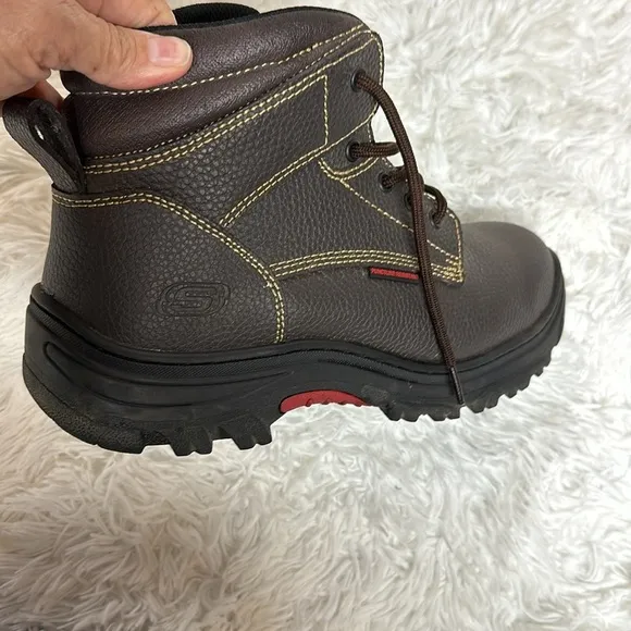 Skechers Men's Burgin Tarlac Steel Toe Work Boot Style 77143 BRN Excellent Cond
