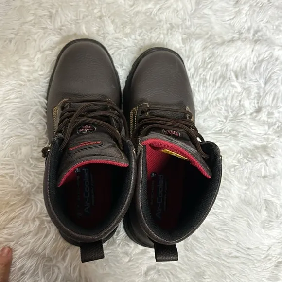 Skechers Men's Burgin Tarlac Steel Toe Work Boot Style 77143 BRN Excellent Cond