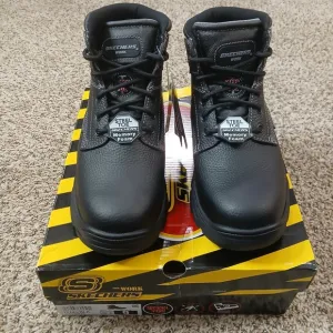 Skechers Mens Burgin- Tarlac Steel Toe Work Boots Size 9 New With Box