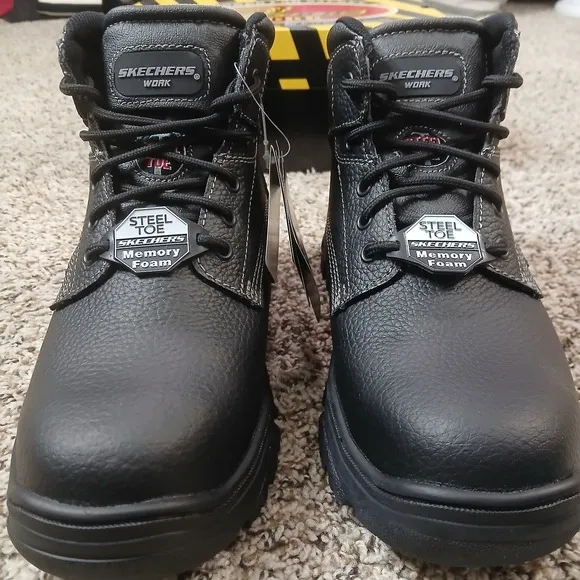 Skechers Mens Burgin- Tarlac Steel Toe Work Boots Size 9 New With Box