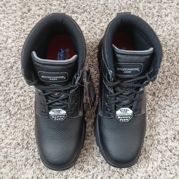 Skechers Mens Burgin- Tarlac Steel Toe Work Boots Size 9 New With Box