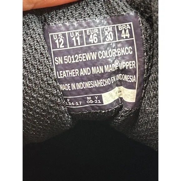 Skechers Mens Wide Fit After Burn Black Athletic Shoes Size 12