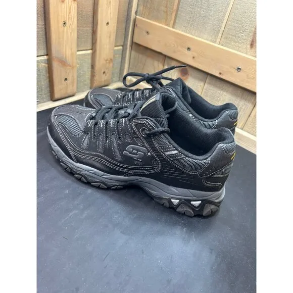 Skechers Mens Wide Fit After Burn Black Athletic Shoes Size 12