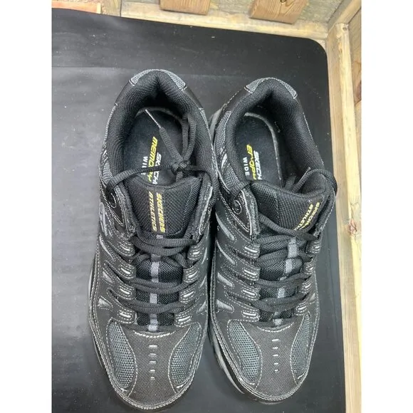 Skechers Mens Wide Fit After Burn Black Athletic Shoes Size 12