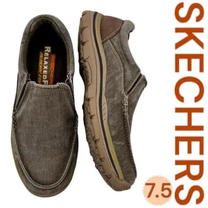 Skechers Men's 7.5 Slip-On Relaxed Fit Expected Avillo Casual Shoes Grey Beige