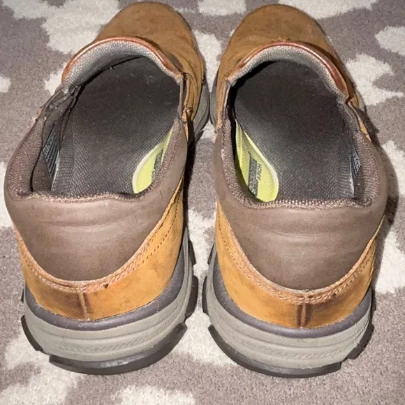Skechers Respected Calum Slip On Shoes Mens 10.5 Brown Leather Goodyear Rubber