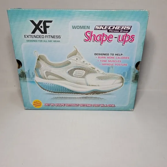 Skechers Shape Ups In Box Women's Size 10 Gray Blue With Workout DVD