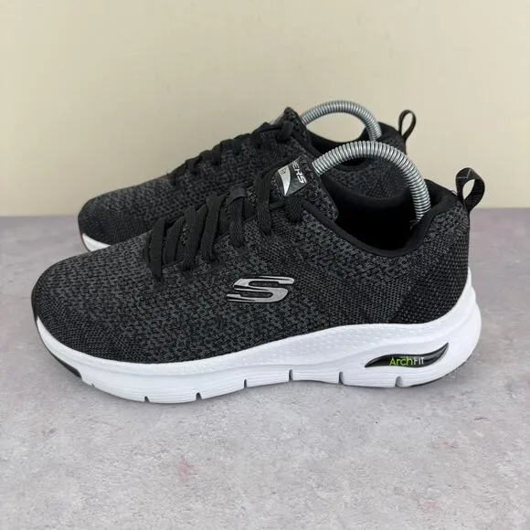 Skechers Shoes Mens Size 8 WW Wide Arch Fit Paradyme Knit Sneakers Black 232041