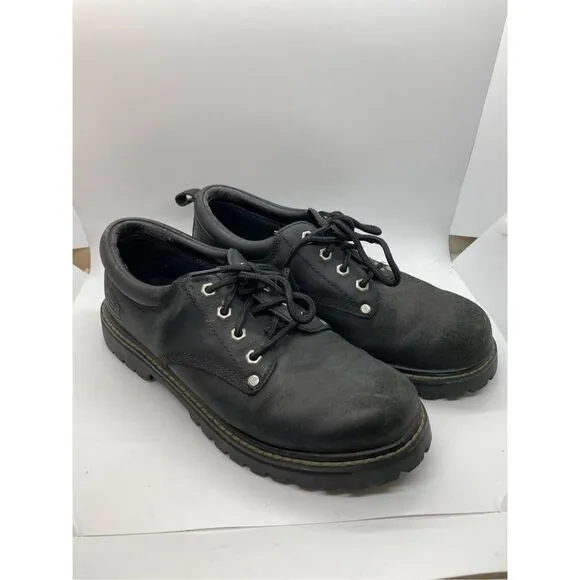 Skechers Mens Tom Cats Lace Up Flat Shoes Black Size 8.5 Work Shoes