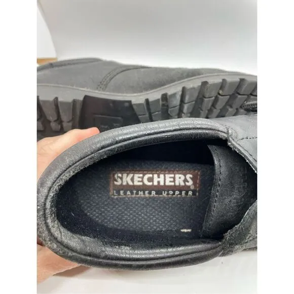 Skechers Mens Tom Cats Lace Up Flat Shoes Black Size 8.5 Work Shoes