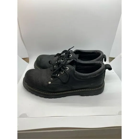 Skechers Mens Tom Cats Lace Up Flat Shoes Black Size 8.5 Work Shoes