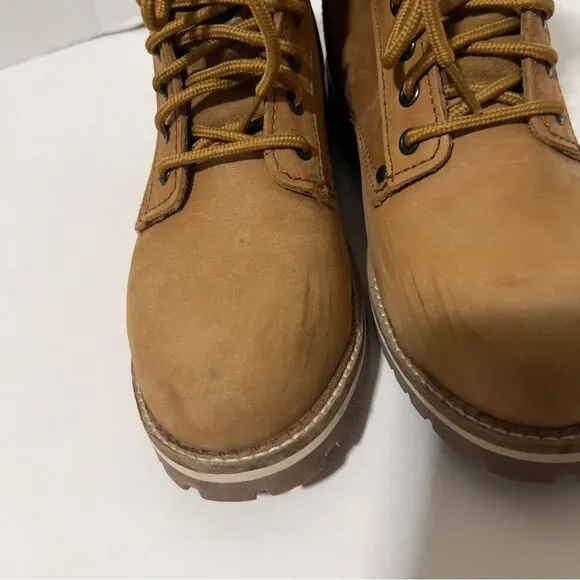 Skechers Womens Brooten Caramel Leather Steel Toe Work  Boots Size 9.5