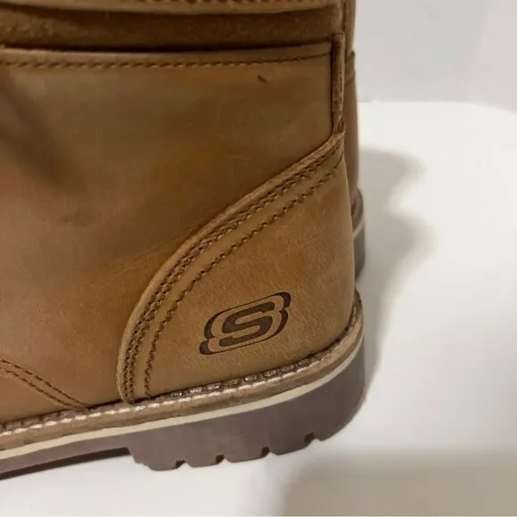 Skechers Womens Brooten Caramel Leather Steel Toe Work  Boots Size 9.5