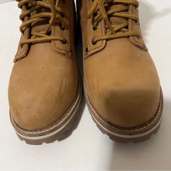 Skechers Womens Brooten Caramel Leather Steel Toe Work  Boots Size 9.5