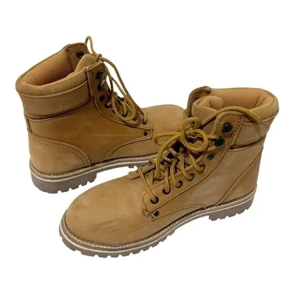 Skechers Womens Brooten Caramel Leather Steel Toe Work  Boots Size 9.5