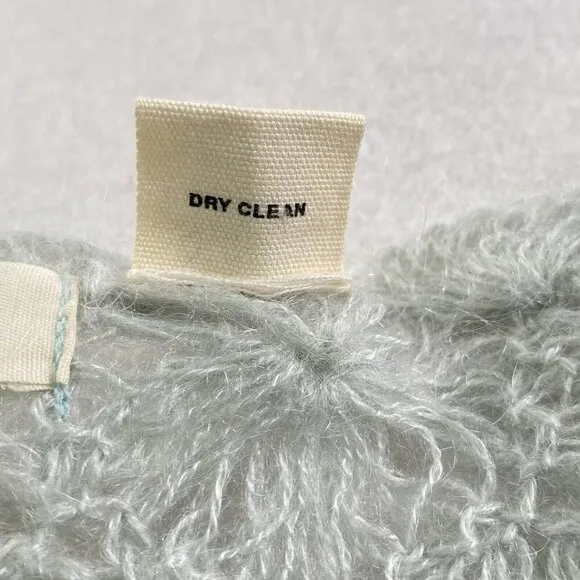 SLEEPING ON SNOW Crochet Snowflake Lightweight Mohair Blend Sweater Green M 16-5