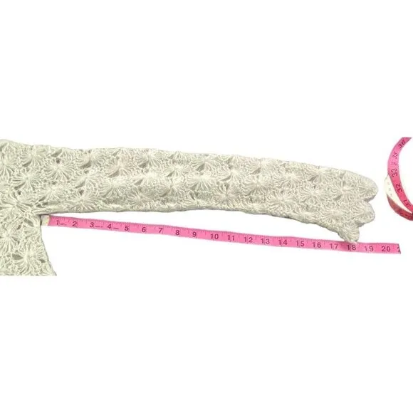 SLEEPING ON SNOW Crochet Snowflake Lightweight Mohair Blend Sweater Green M 16-5
