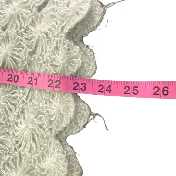 SLEEPING ON SNOW Crochet Snowflake Lightweight Mohair Blend Sweater Green M 16-5