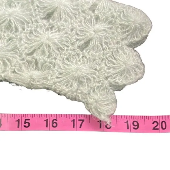 SLEEPING ON SNOW Crochet Snowflake Lightweight Mohair Blend Sweater Green M 16-5