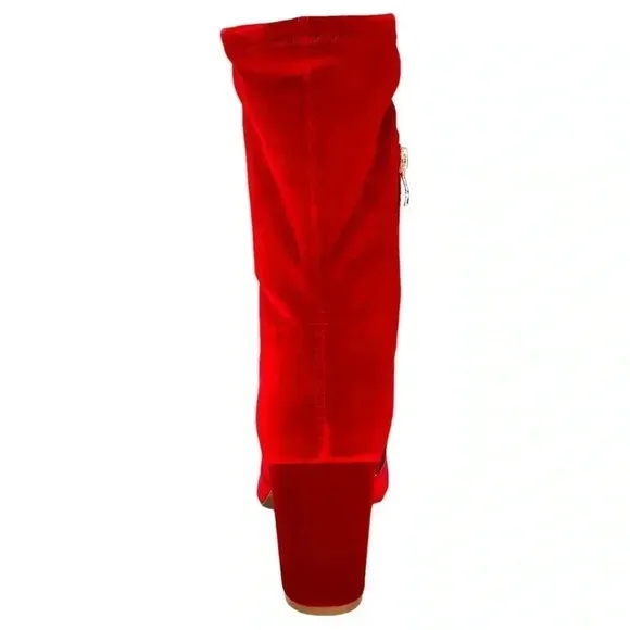 SMASH Shoes Rocco Red Velvet Low Calf Womens Sock Booties Size 14M