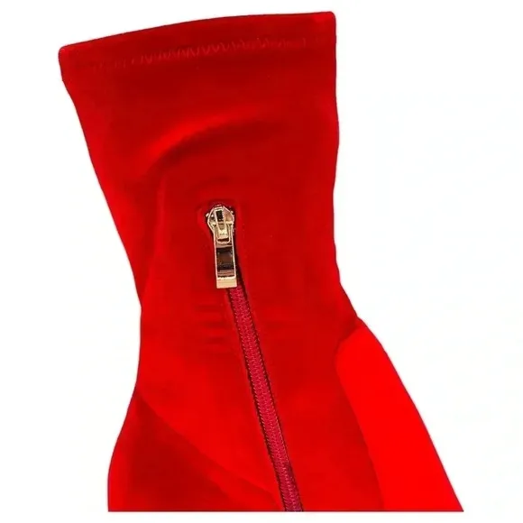 SMASH Shoes Rocco Red Velvet Low Calf Womens Sock Booties Size 14M