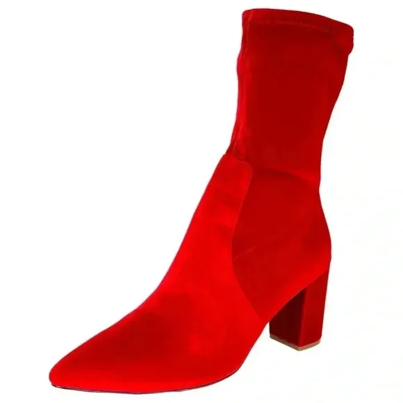SMASH Shoes Rocco Red Velvet Low Calf Womens Sock Booties Size 14M