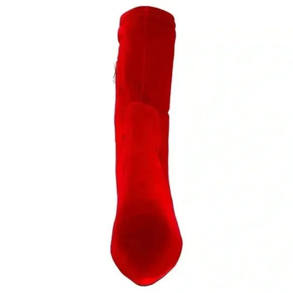 SMASH Shoes Rocco Red Velvet Low Calf Womens Sock Booties Size 14M