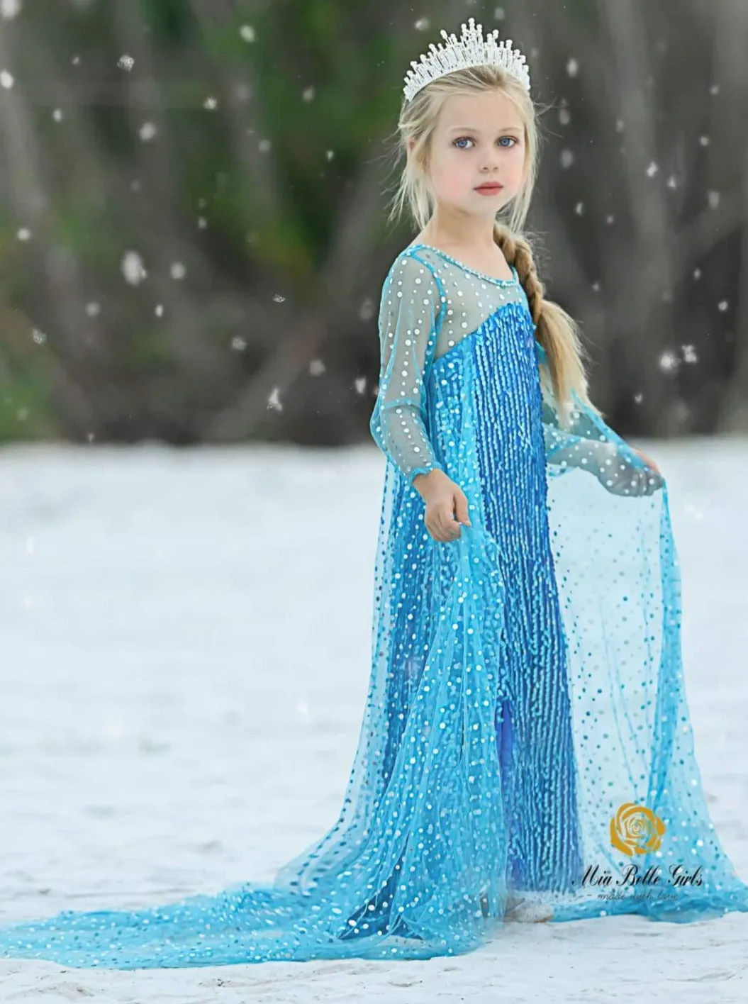 Snow Queen Dazzle Gown with Train Costume Set