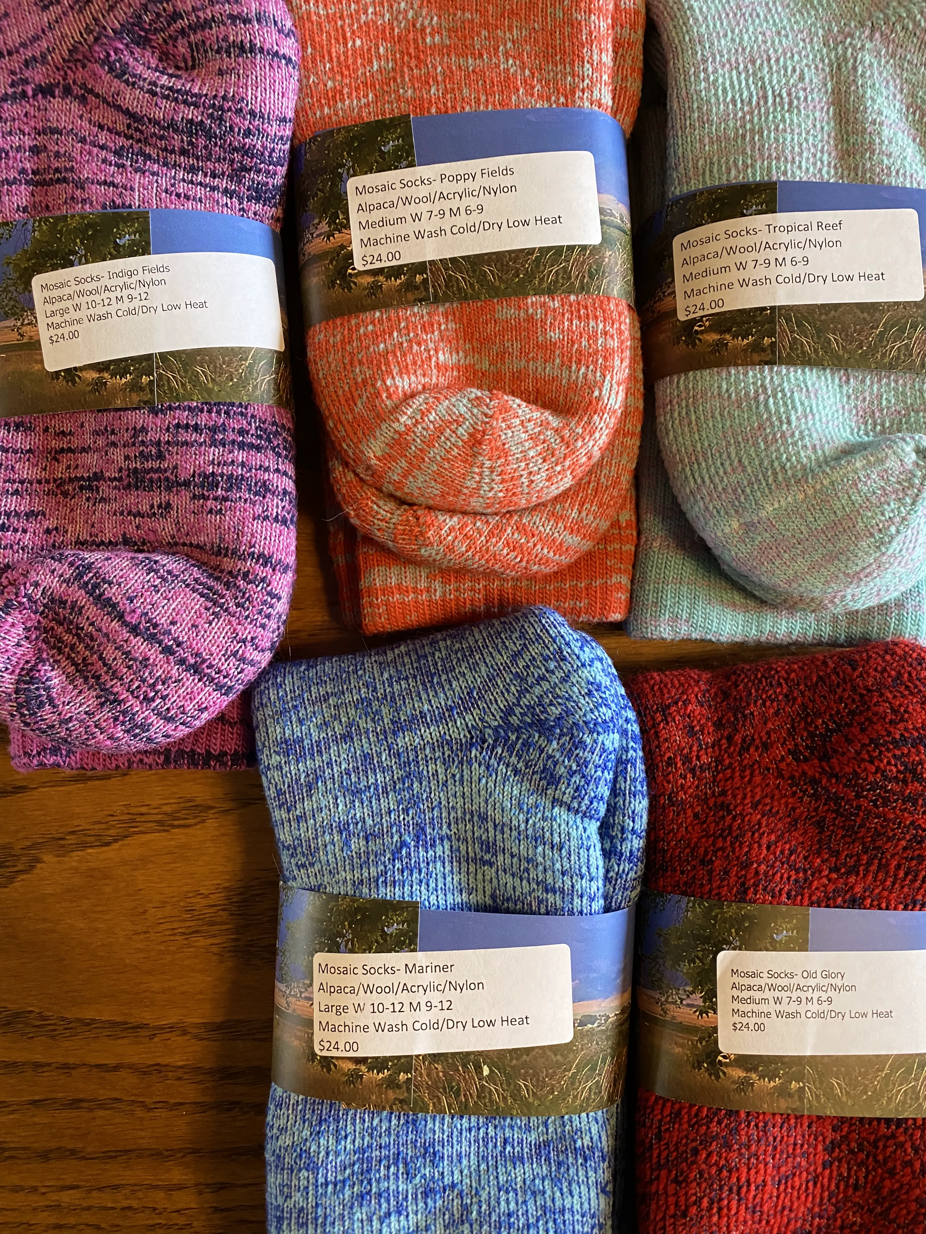 Socks- Alpaca/Merino Wool Blend-Mosaic Colors