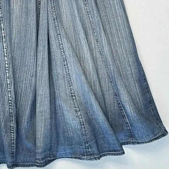 Soft Surroundings, Silverton Crinkled Chambray Broomstick Maxi Skirt