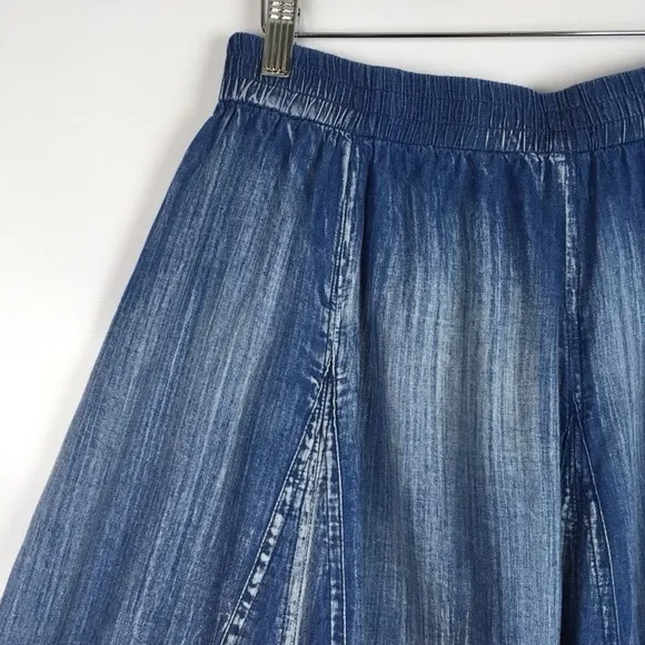 Soft Surroundings, Silverton Crinkled Chambray Broomstick Maxi Skirt
